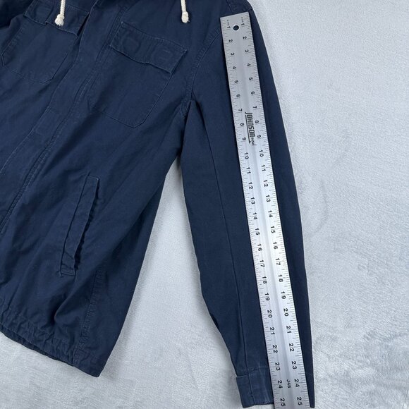 Divided By H&M Parka Jacket Mens Size Medium Hooded Full Zip Up Navy - Picture 12 of 15